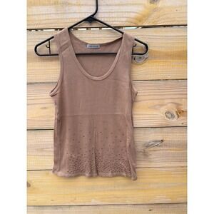 Body Central Brown Ribbed Studded Tank Top Scoop Neck Sleeveless Studs Y2K